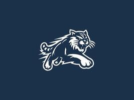a logo for a team with a cat running vector