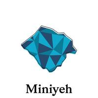 Miniyeh Map of Lebanon Country, with polygon style geometric colorful design template names city or province vector