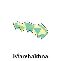 Kfarshakhna Map of Lebanon Country, with polygon style geometric colorful design template names city or province vector
