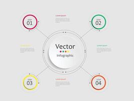 Circular diagram with 4 round elements. Concept of four stages of cyclic business process. Minimal infographic design template. Modern illustration for strategic planning. vector