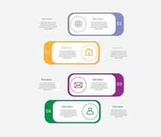Infographic design template with icons and 4 numbers options or steps. Can be used for process diagram, presentations, workflow layout, banner, flow chart, info graph. vector