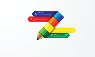 Infographics education pencil with 4 options. Study and education concept. Abstract infographic Design Minimal style. illustration in flat design. can be used for workflow layout, diagram. vector