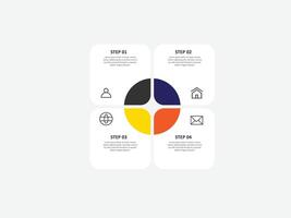 SWOT flower diagram with 4 colorful petals.Flat infographic design template. Simple illustration for business information visualization. vector