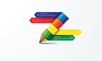 Infographics education pencil with 4 options. Study and education concept. Abstract infographic Design Minimal style. illustration in flat design. can be used for workflow layout, diagram. vector