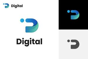 Abstract letter d with dots logo icon design for speed tech system and brand identity logo template vector
