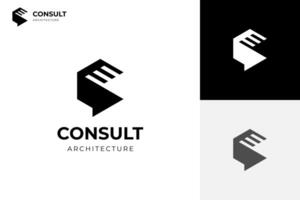 hexagon chat for architect consulting logo design, geometric simple with chat symbol design concept vector