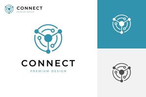 circle connect logo icon design with line style rotate circular shape for technology identity logo symbol vector