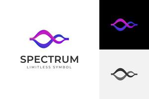 Abstract infinity wave logo icon design with beat effect and spectrum symbol can be used frequency audio logo design vector