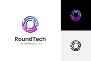 Rotate circle tech logo icon design. circuit round graphic idea for global technology logo illustration vector
