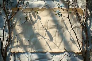 Vintage Paper Background with Bare Branches and Subtle Shadows Artistic Design for Stationery, Invitations, Posters photo