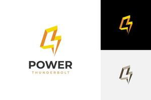 Lightning flash 3d flat logo design. geometric flash graphic symbol. Lighting bolt yellow abstract icon for Speed energy symbol vector