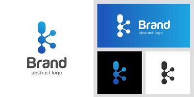 Abstract letter K with dots logo identity initial brand name for tech, biochemistry, DNA symbol illustration vector