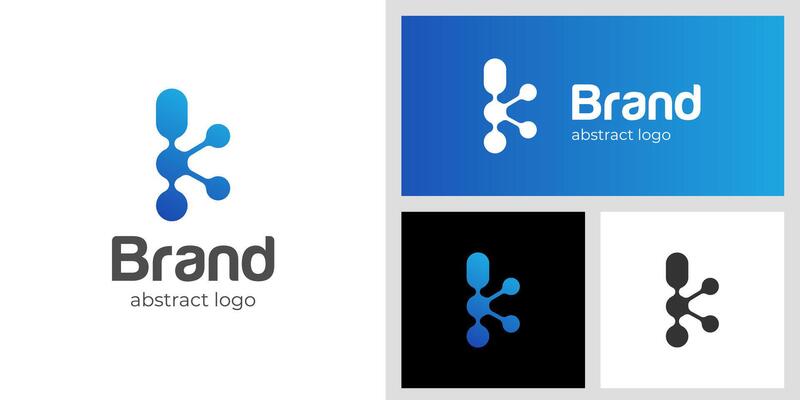 Abstract letter K with dots logo identity initial brand name for tech, biochemistry, DNA symbol illustration