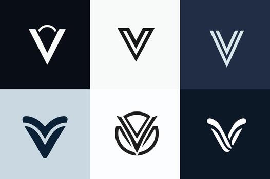 V logo set vector