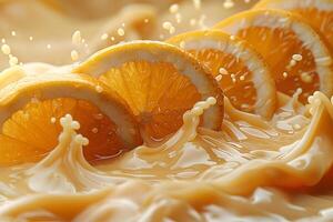 Refreshing Citrus Slices In Milk Splash - Concept for Freshness and Dairy Products photo