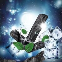 Bamboo charcoal elements on glowing universe background vector