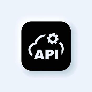 software datos api configuración símbolo en negro lleno y resumido estilo. vector