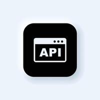 a black and white icon of a computer monitor with web API sign on it. vector