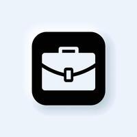 a black and white icon of a briefcase with a strap on it. vector