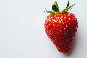 Fresh Ripe Strawberry Isolated on White Background - Ideal for Food Blog, Recipe, Design for Print, Card, Poster photo