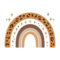 Abstract rainbow with leopard print and stars on white background single illustration vector