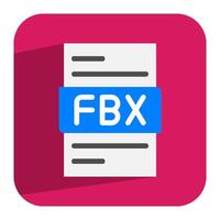Fbx document flat icon. High resolution file icon for professional look. Can be used for website, ui and mobile app. vector