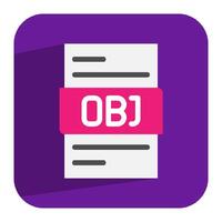 Obj document flat icon. Consistent and customizable file format icon. Can be used for website, ui and mobile app. vector
