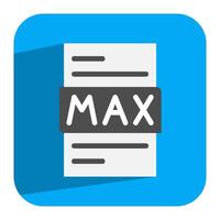 Max document flat icon. stylish file icon design for developers and designers. can be used for website, ui and mobile app. vector
