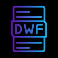 Dwf file format document gradient icon. customizable file type icons symbol. illustration. vector