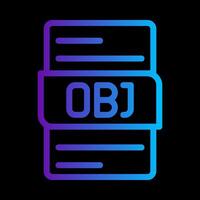 Obj file type gradient icon. format, extension, document files symbol icons. illustration. vector