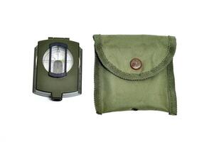 Compass military green color white background photo
