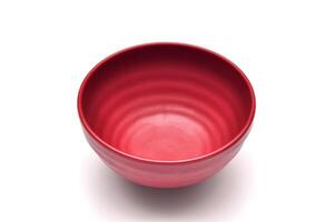 Empty red bowl studio shoot white background photo