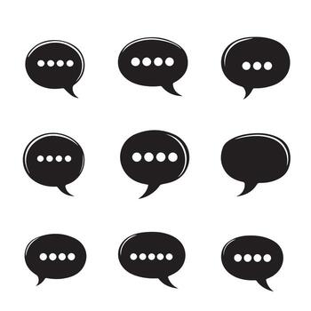 Speech bubble set. Different empty speech chat discussion bubble line icons. Chat message speech bubble vector