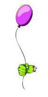 Green Zombie hand holds balloon isolated on transparent background. Design element for zombie party, happy Halloween celebration or Autumn holiday celebration. vector