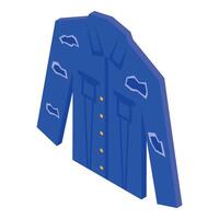 Blue denim jacket with ripped sleeves isometric view vector