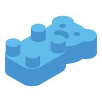 Blue toy block shaped like a bear for building fun vector