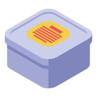 Square plastic food container with label for branding vector