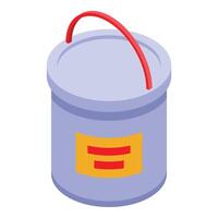 Closed metal paint bucket with red handle isometric view vector