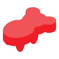 Red 3d bear shape lying down on white background vector