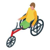 Young man using handcycle for sports and recreation vector