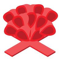 Red coral reef is growing on seabed with cross sign in isometric view vector
