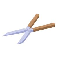 Garden scissors cutting grass isometric view vector