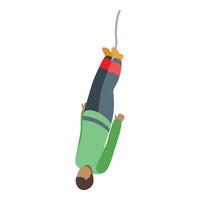Man jumping from bridge with bungee rope for adrenaline rush vector