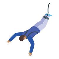 Man jumping from bridge with bungee rope isometric icon vector