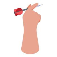 Hand holding dart for game of darts isometric view vector