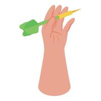 Hand holding dart getting ready to aim at target vector