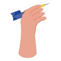 Hand holding dart targeting success in game of darts vector