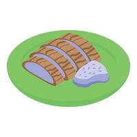 Delicious cooked taro root on a plate with dip vector