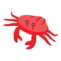Red crab walking with claws open isometric illustration vector