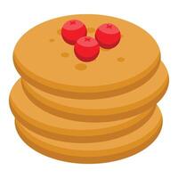 Stack of pancakes with cranberries on top isometric icon vector